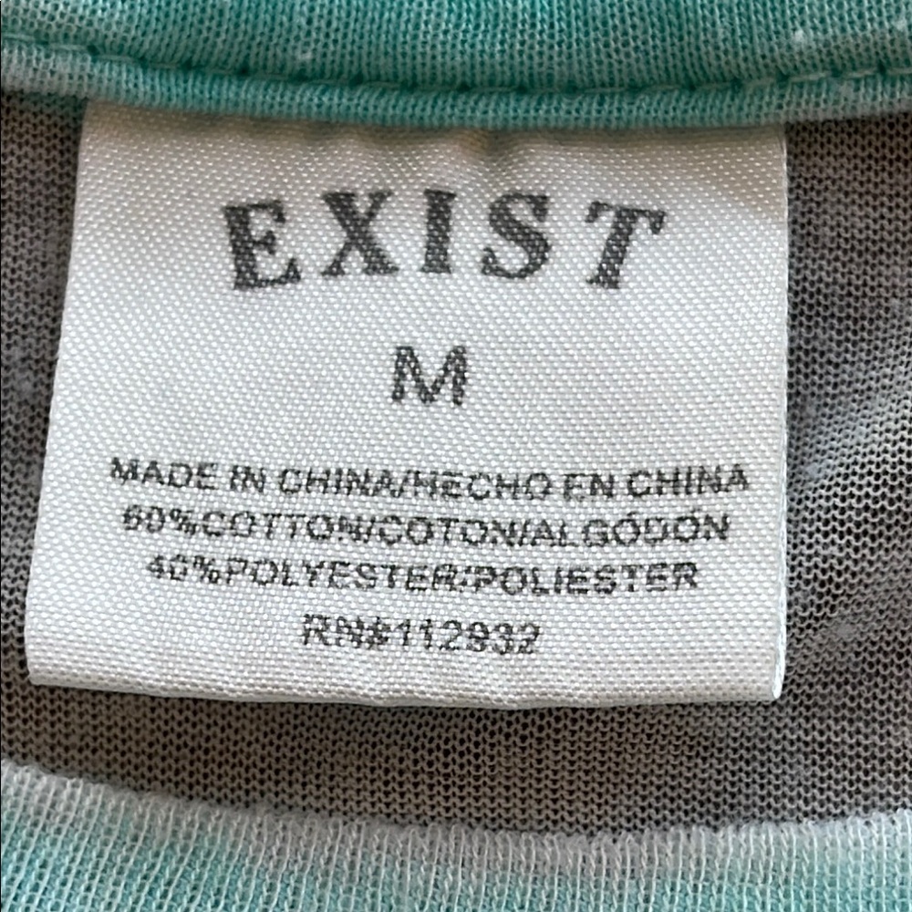 Exist Sheer Aqua T-Shirt Short Sleeve Front Pocket Relaxed Fit Medium - Picture 6 of 6